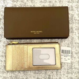 Stunning Henri Bendel West 57th Kangaroo Wallet w/ Gold Insert & Dust Bag NWT